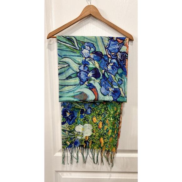 Vincent van Gogh Irises Gustav Klimt Apple Tree Reversible Scarf 70x27 Colorful - Picture 2 of 11